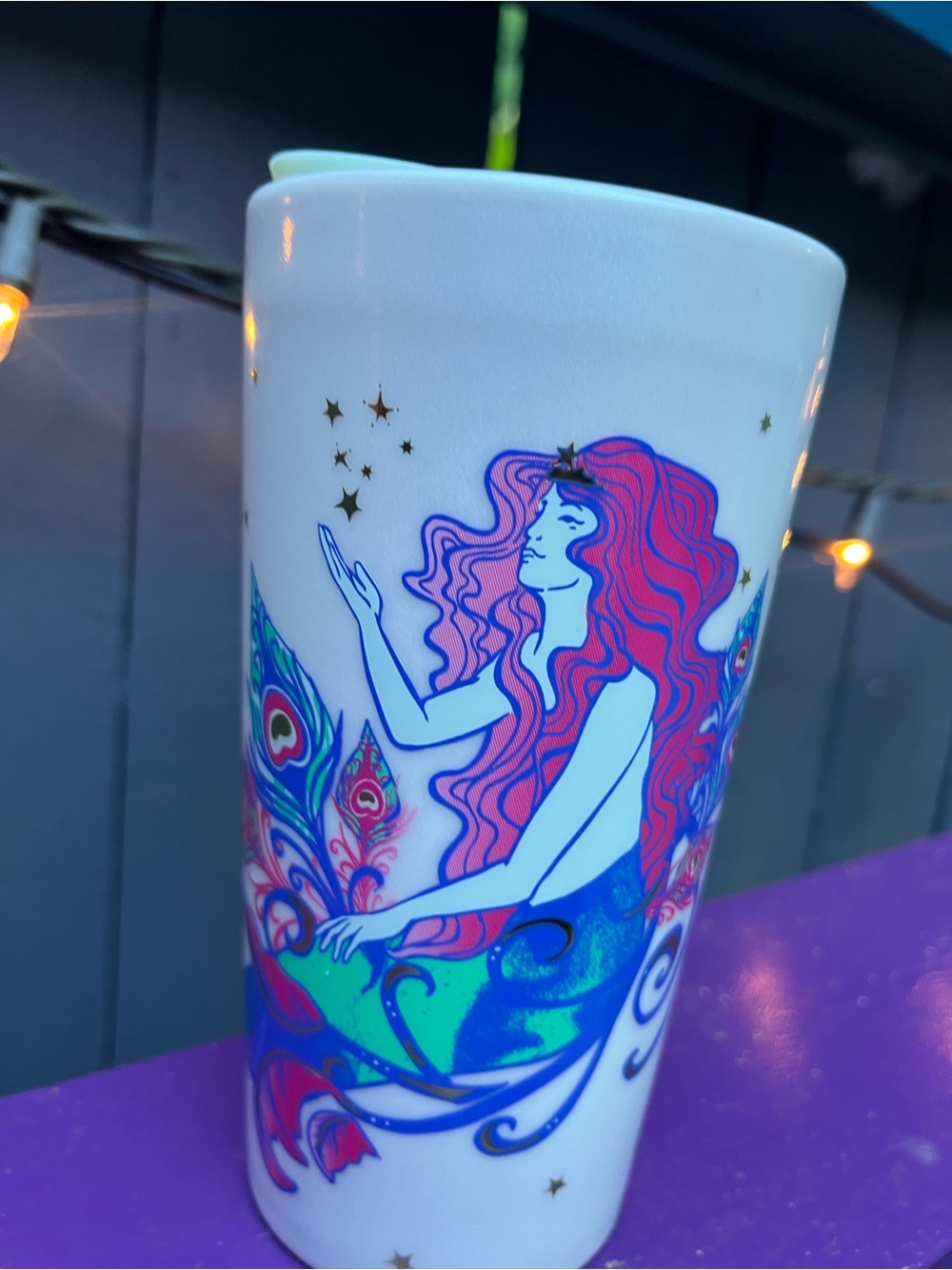 2015 Starbucks Peacock Siren Ceramic Travel Mug 12 oz With Lid *Brand new - Picture 8 of 15
